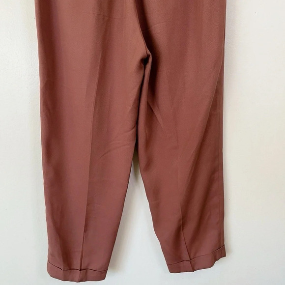 Zara Tapered Pleated Brown Trouser - Picture 9 of 10